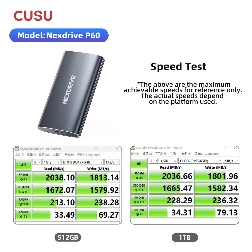 CUSU SSD External drive ssd 256gb 512gb Portable SSD 1tb 2tb USB 3.2 Solid State Disk for type c iphone laptop 3