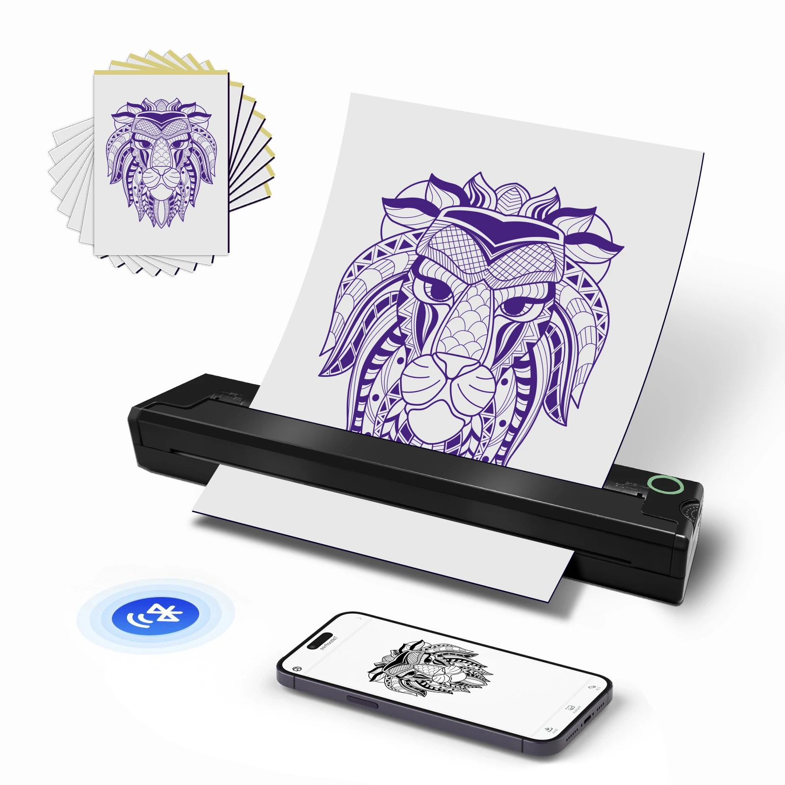 Portable Printer Thermal Tattoo Stencil PDF Word Office Print A4 Wireless Transfer Photo Bluetooth Machine Use SmartPhone 1