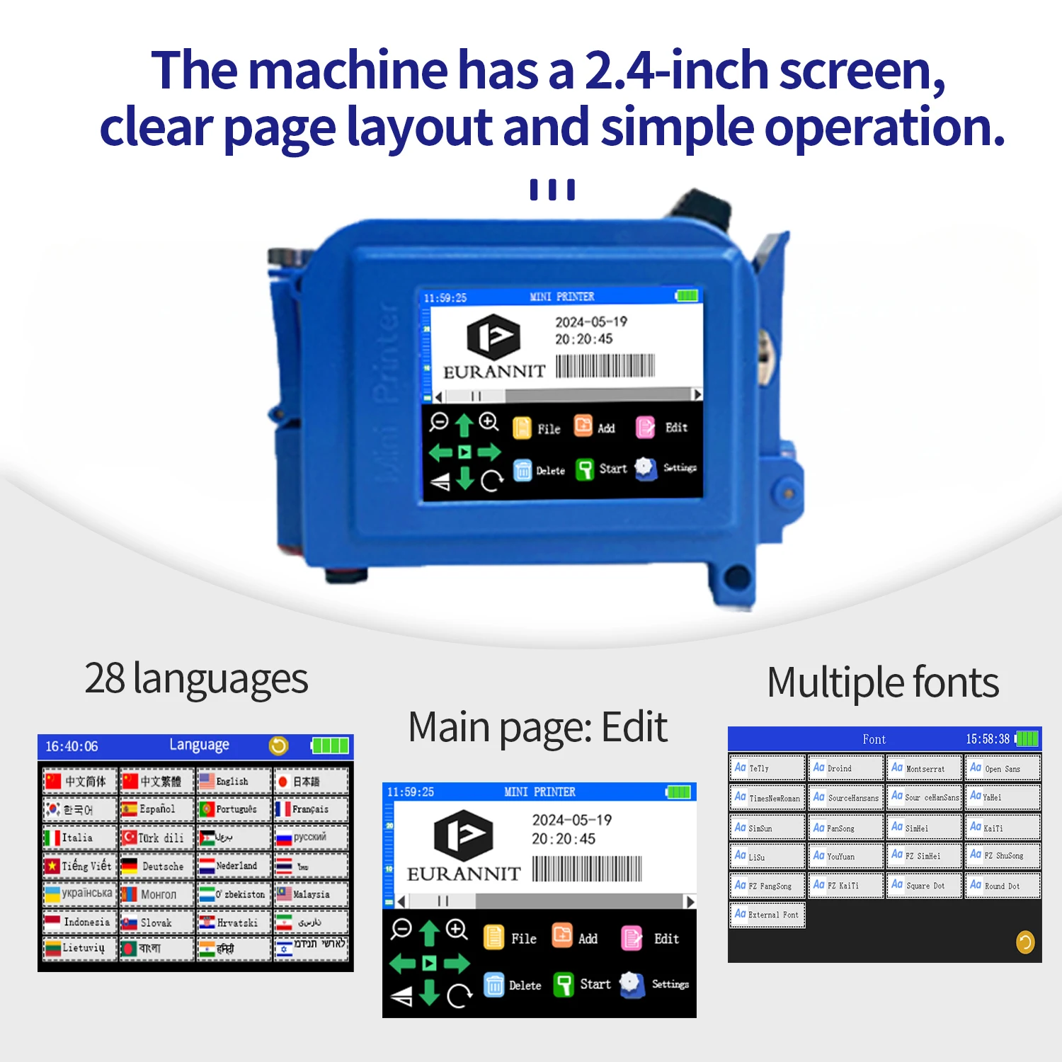 EURANNIT E11 0.5inch Multi-Color Portable Mini Printer Handheld Inkjet Printer without Ink QR Barcode Logo Date Printing Machine 2
