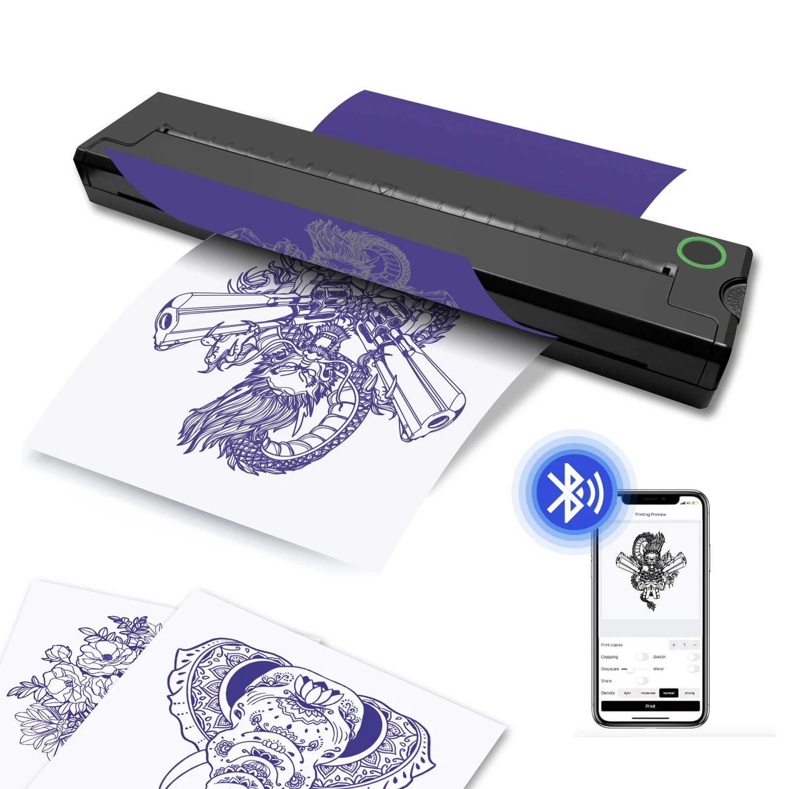 Portable Printer Thermal Tattoo Stencil PDF Word Office Print A4 Wireless Transfer Photo Bluetooth Machine Use SmartPhone 6
