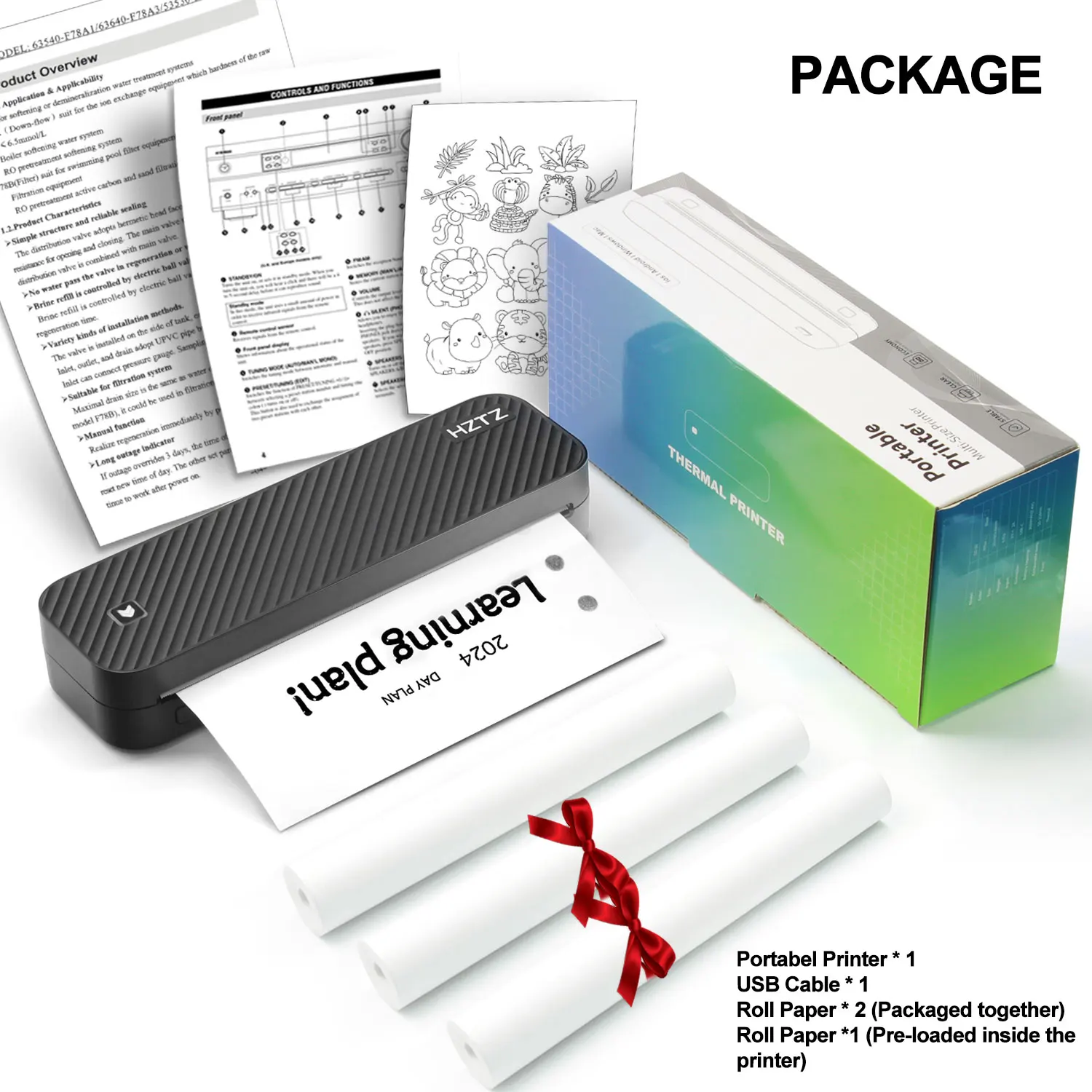 Inkless Portable A4 Thermal Printer Bluetooth PDF Excel Word Document Printing Machine Paper Roll For Office Work Home School 4