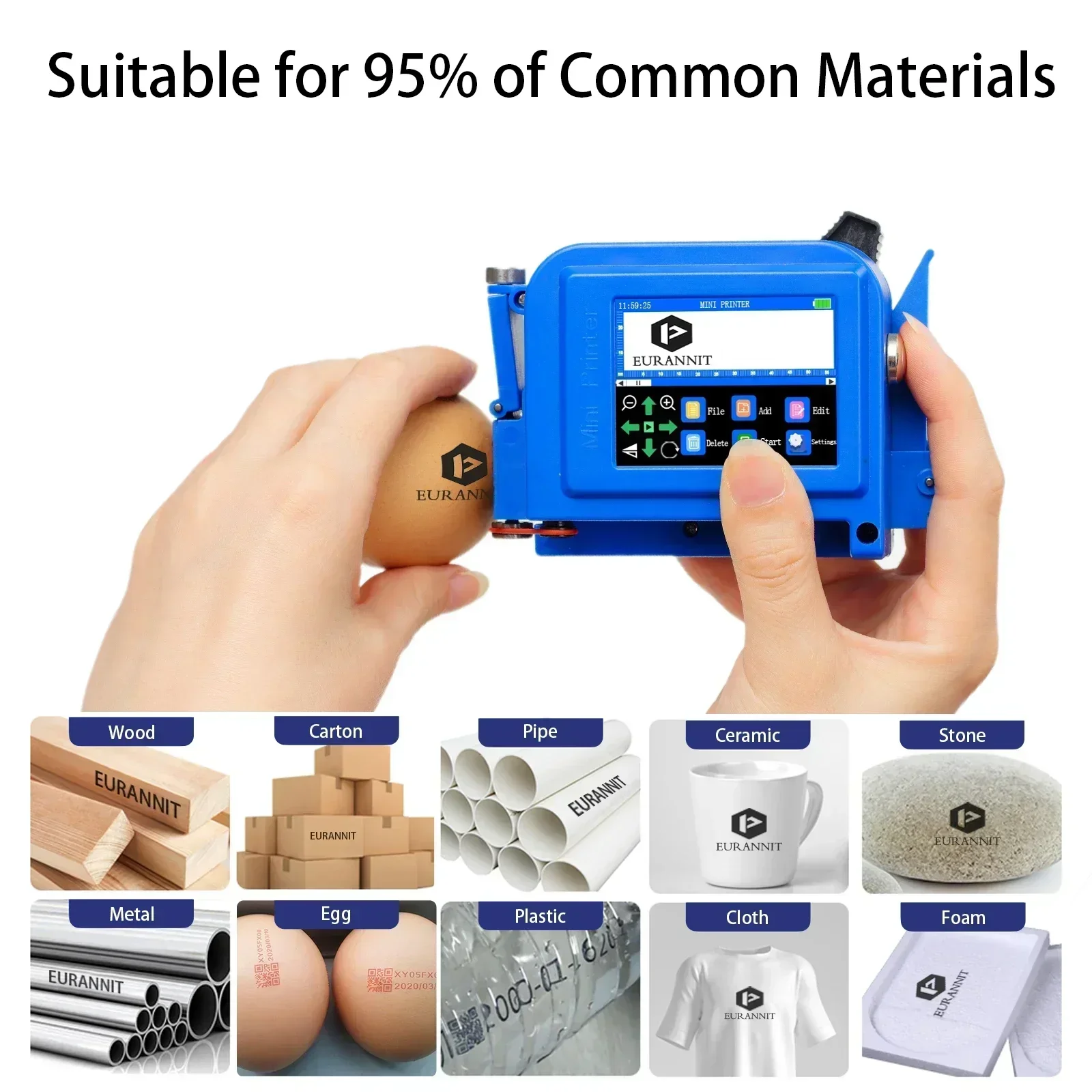 EURANNIT E11 0.5inch Multi-Color Portable Mini Printer Handheld Inkjet Printer without Ink QR Barcode Logo Date Printing Machine 3