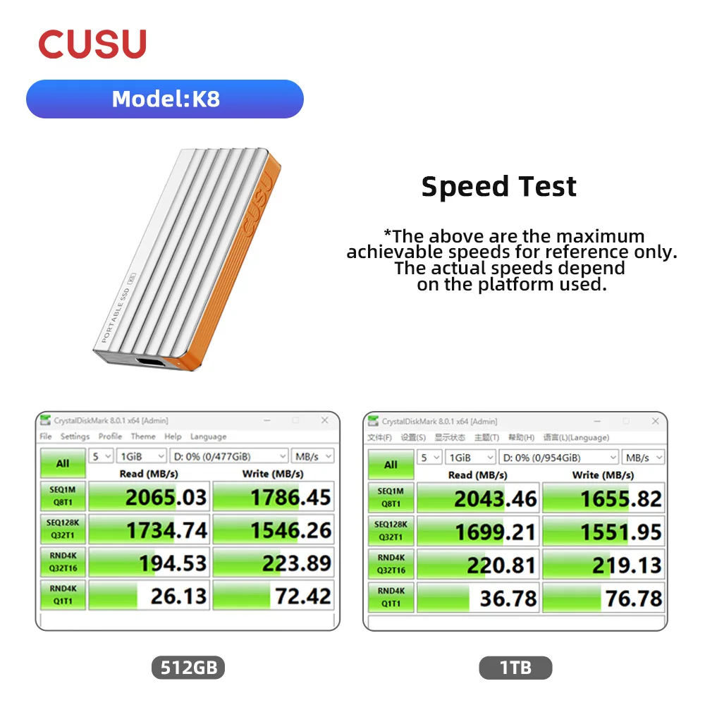 CUSU SSD External drive ssd 256gb 512gb Portable SSD 1tb 2tb USB 3.2 Solid State Disk for type c iphone laptop 2